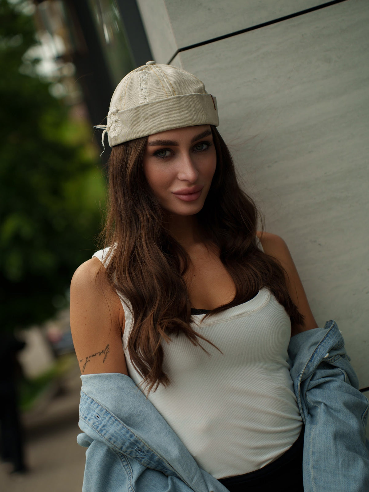 Docker Cap in Sand Denim
