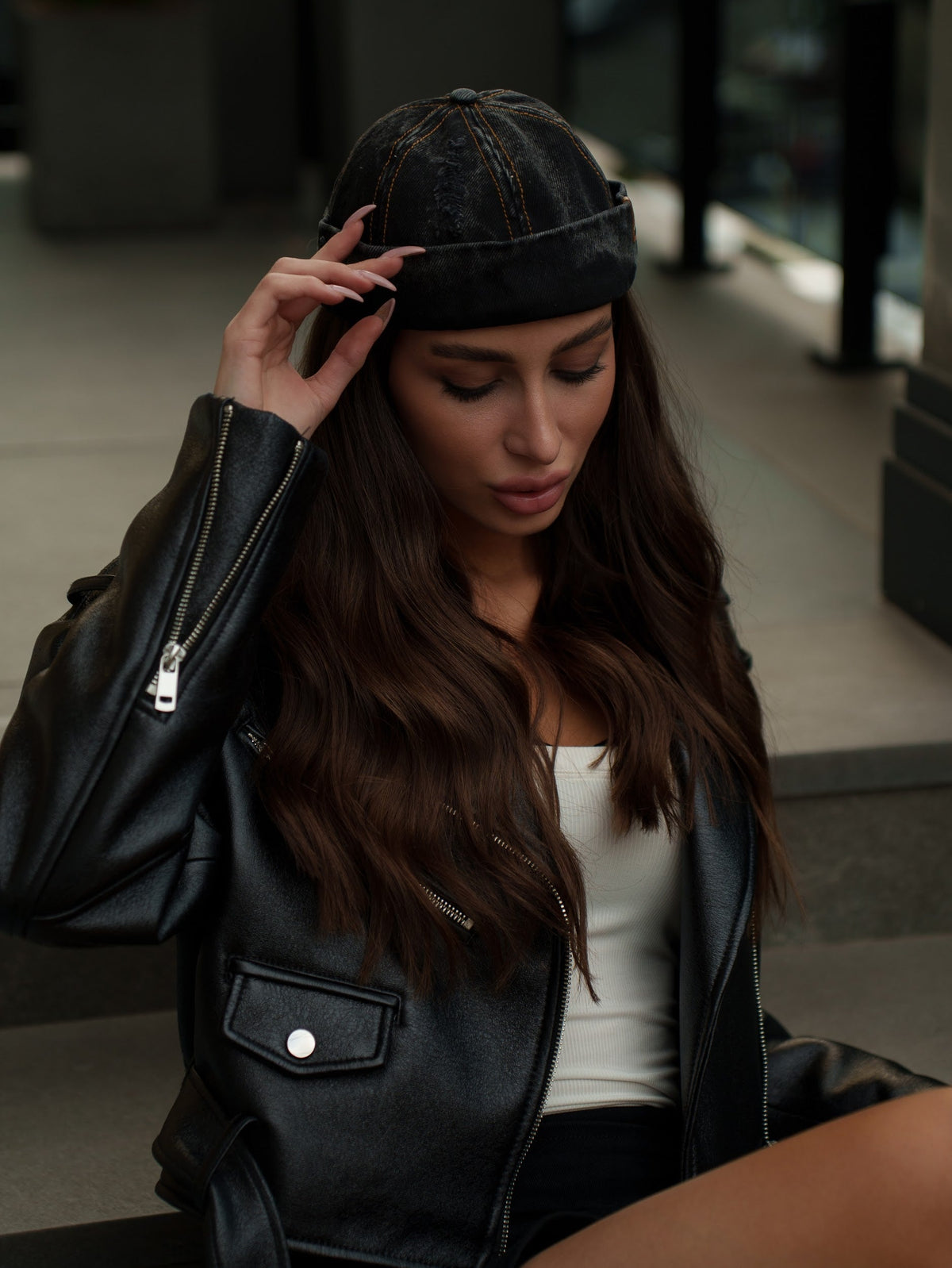 Docker Cap in Black Denim