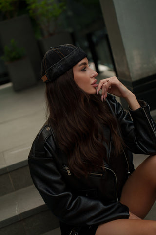 Docker Cap in Black Denim