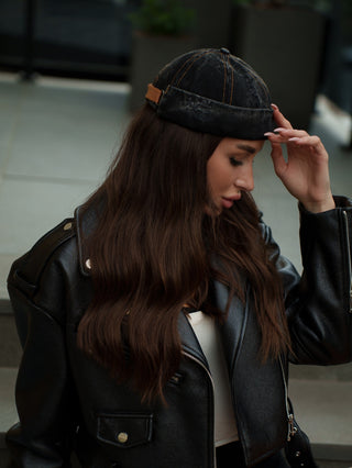 Docker Cap in Black Denim