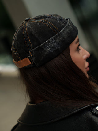 Docker Cap in Black Denim