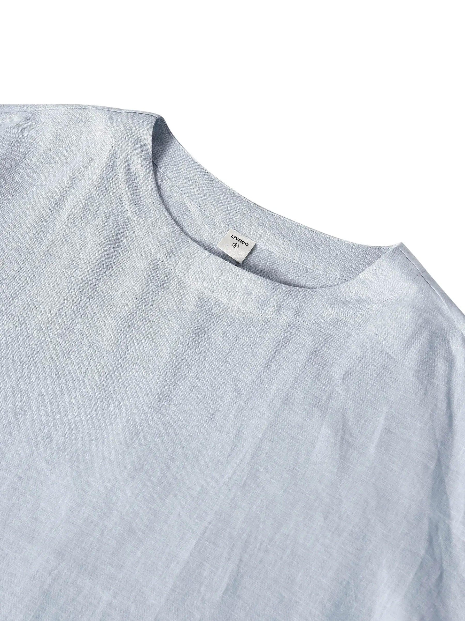 100% Linen Boatneck 3/4 Length Sleeve Top AURORA - Glamourous Grace