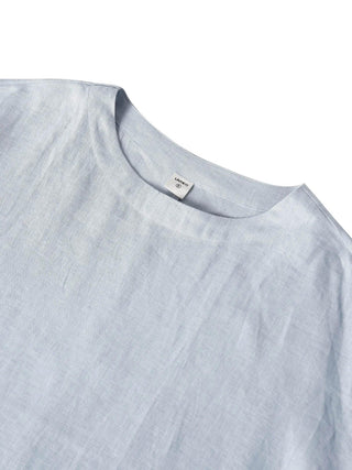 LINTICO 100% linen boatneck blouse with 3/4 length sleeves, soft and breathable top in natural linen fabric.