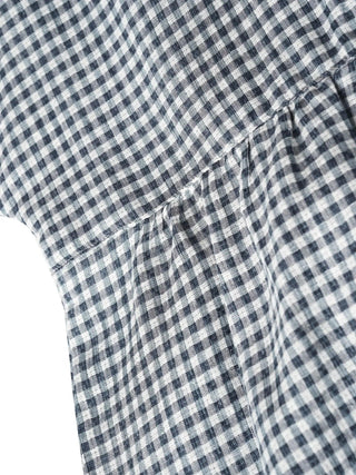 Linen Checked Long-Sleeved Top CAROLINE - Glamourous Grace
