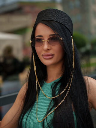 Hartym Double Chain Hat in Black