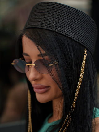 Hartym Double Chain Hat in Black