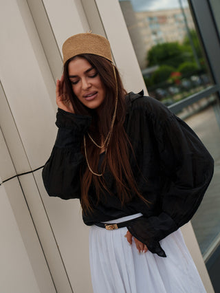 Palomna Double Chain Pierced Hat in Dark Beige