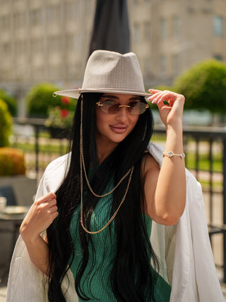 Antonella Double Chain Pierced  Hat in Grey
