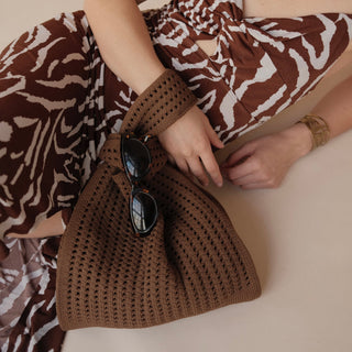 Brown Crochet Handbag - Glamourous Grace