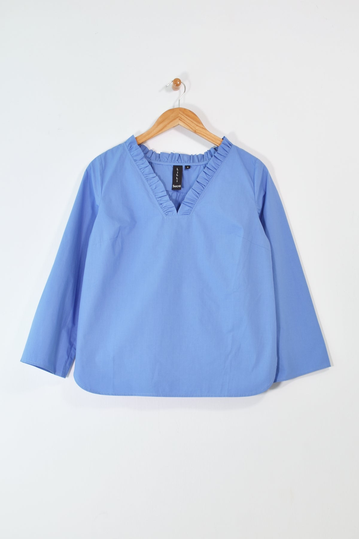 3/4 Sleeve Ruffle V Tunic