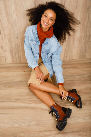 The Belgrad Brown  Leather Lace-Up Ankle Women Boot With a Side Zipper Final Sale!