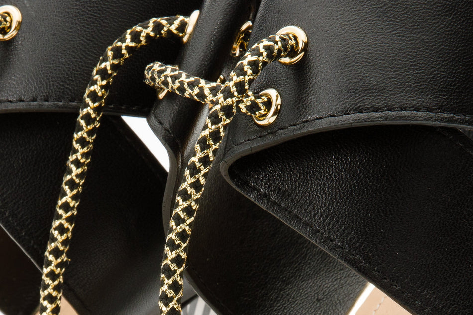 The Bloke Black Leather Ankle Strap Women Sandal - Glamourous Grace