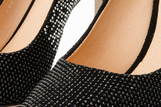 The Bago Black & Silver Glitter Leather Pump Women Shoe - Glamourous Grace