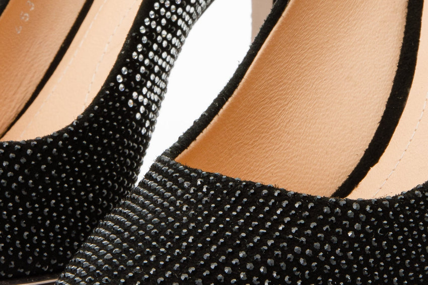 The Bago Black & Silver Glitter Leather Pump Women Shoe - Glamourous Grace