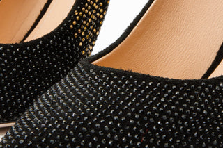 The Bago Black & Gold Glitter Leather Pump Women Shoe - Glamourous Grace