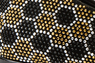 The Doha Gold & Black Glitter Leather Block Pump Women Shoe - Glamourous Grace