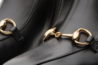 The Bukres Black Leather Block Heel Women Boot