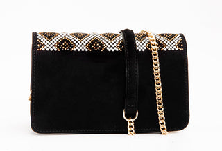 The Nampula Black Glitter Suede Leather Handbag