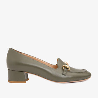 The Delhi Green Leather Block Heel Pump Women Shoe - Glamourous Grace