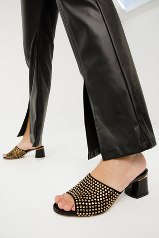 The Ailano Gold Glitter Leather Women Sandal - Glamourous Grace