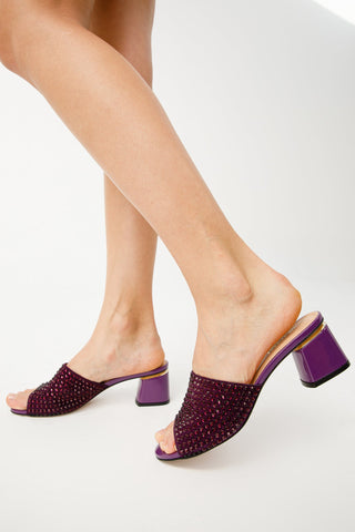 The Ailano Purple Glitter Leather Women Sandal - Glamourous Grace