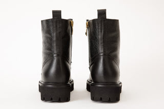 The Belgrad Black Leather Lace-Up Ankle Women Boot With a Side Zipper Final Sale!