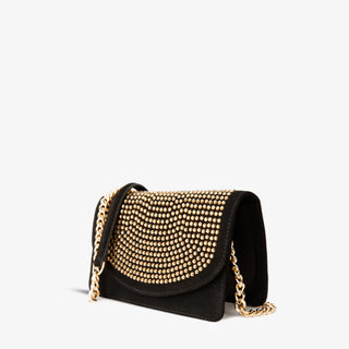 The Ailano Black and Gold Leather Glitter Handbag