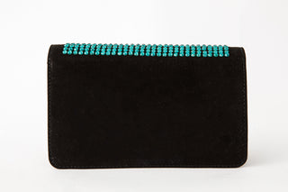 The Ailano Black and Green Leather Glitter Handbag
