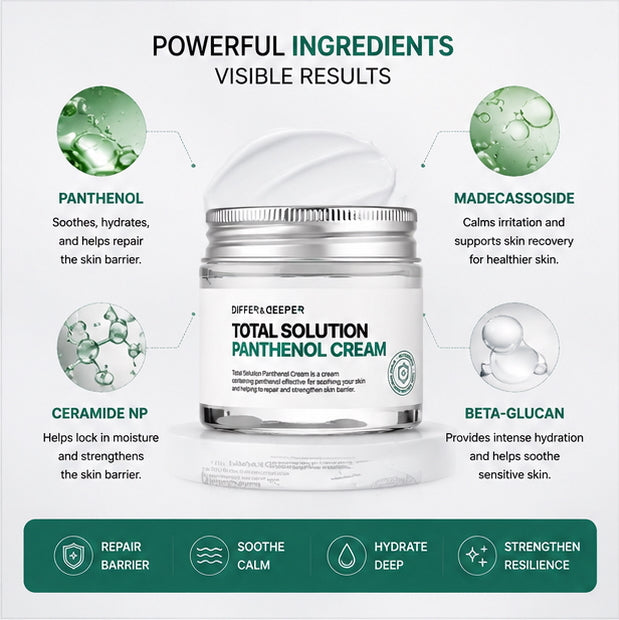 DIFFER&DEEPER Total Solution Panthenol Cream (70g) - Glamourous Grace