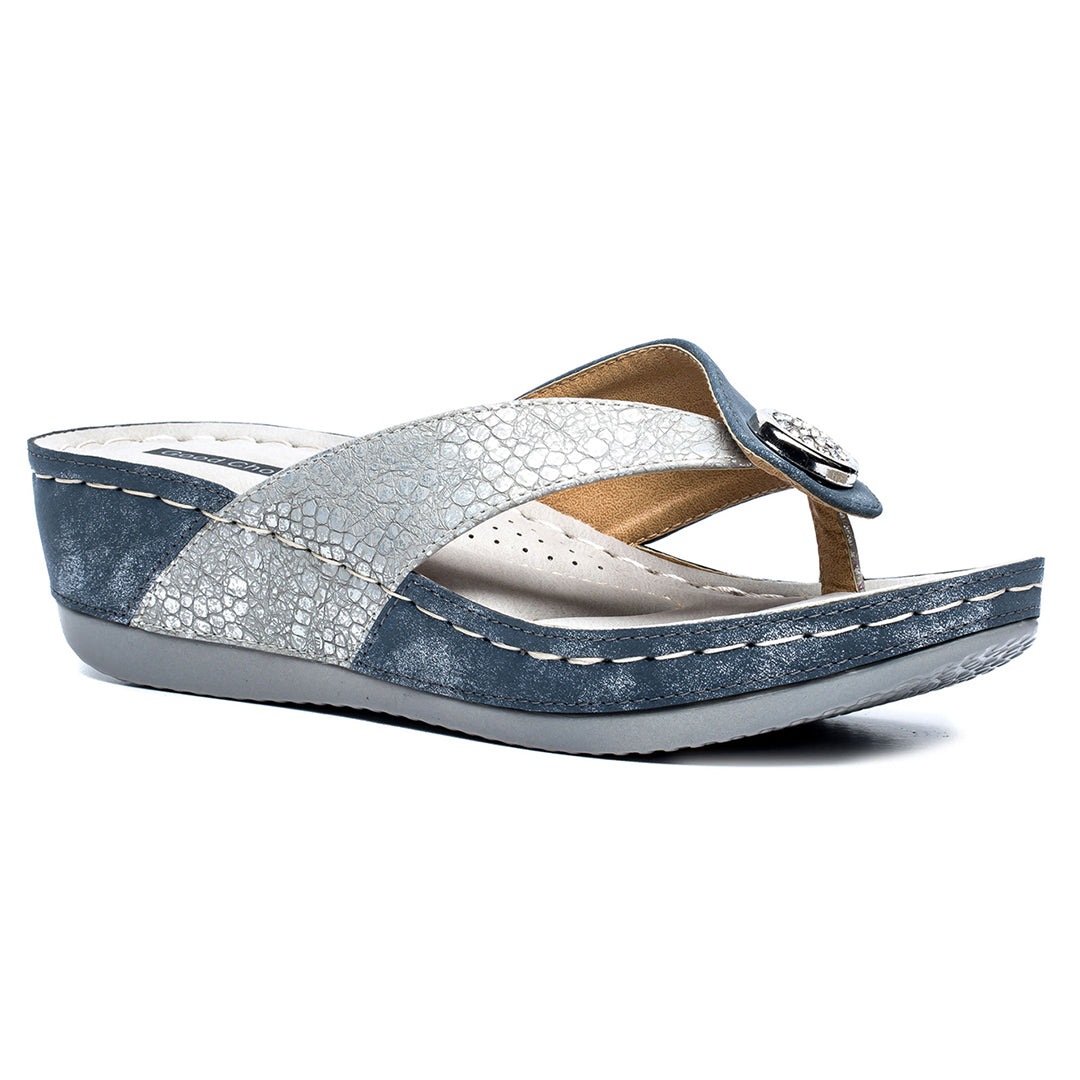 Women's Dafni Blue Wedge Sandals - Glamourous Grace