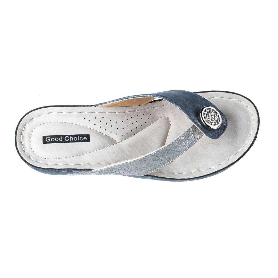 Women's Dafni Blue Wedge Sandals - Glamourous Grace