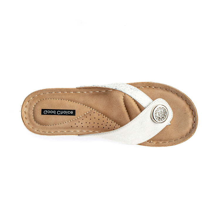 Women's Dafni White Wedge Sandals