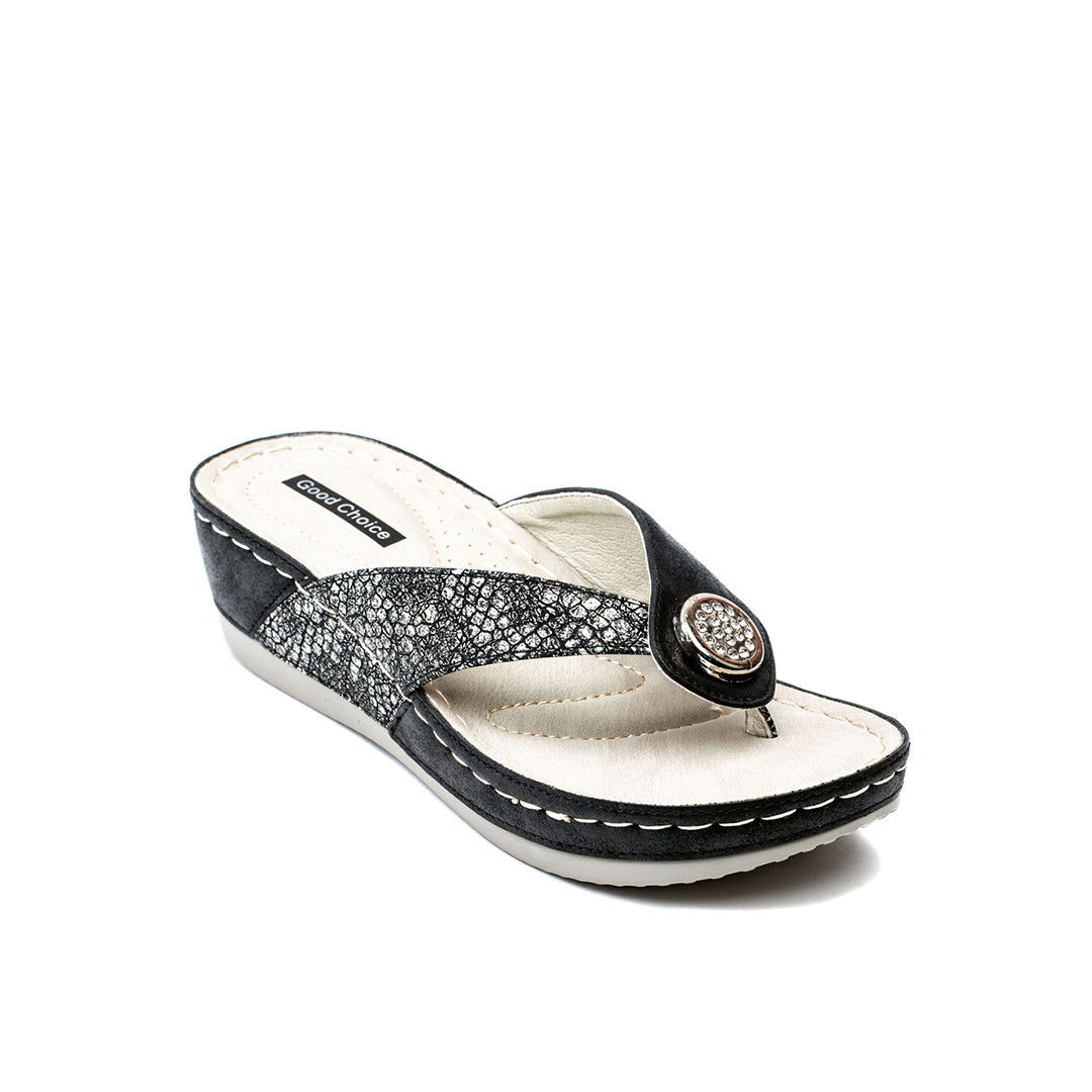 Women's Dafni Black Wedge Sandals - Glamourous Grace