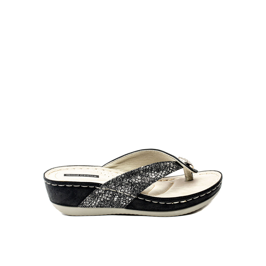 Women's Dafni Black Wedge Sandals - Glamourous Grace