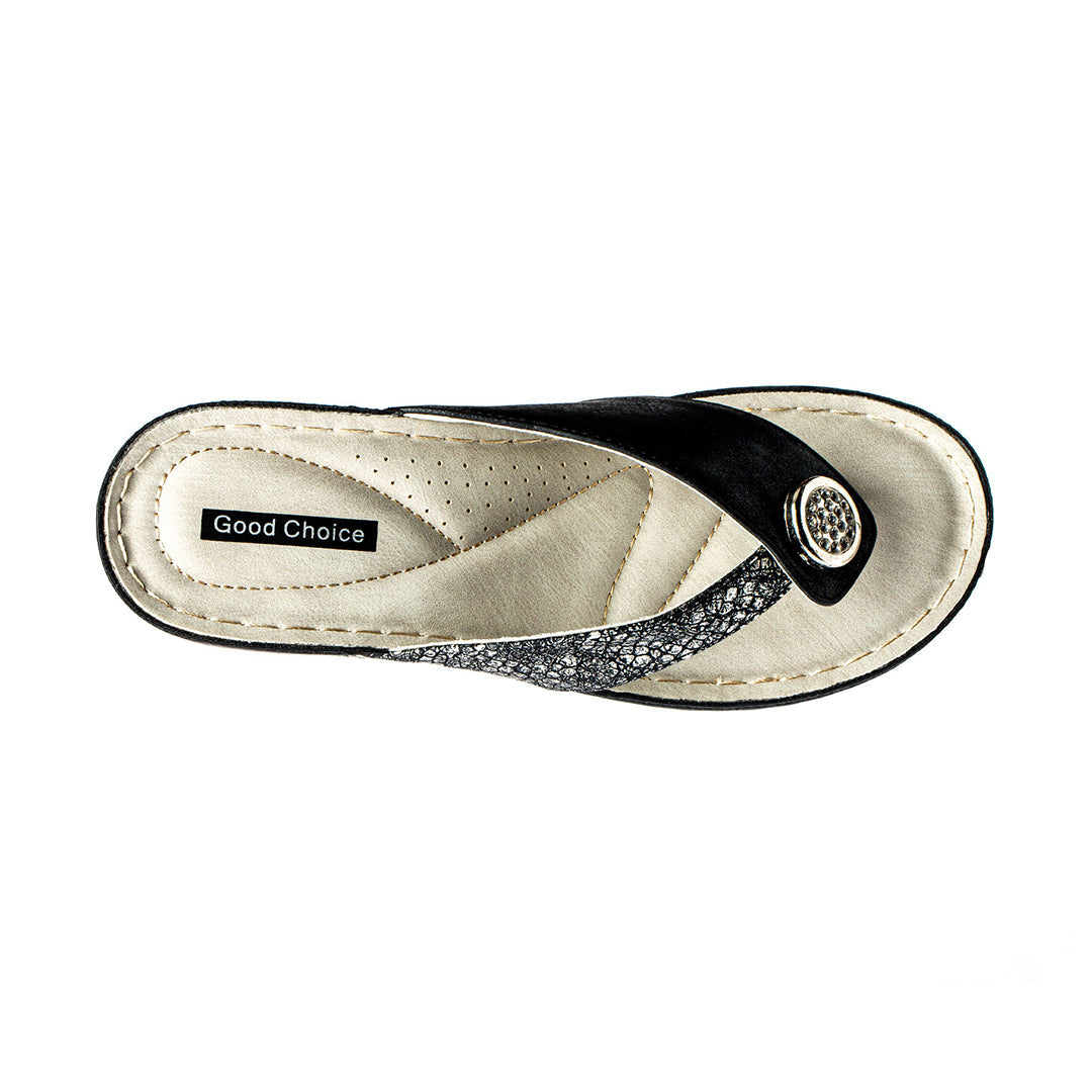 Women's Dafni Black Wedge Sandals - Glamourous Grace
