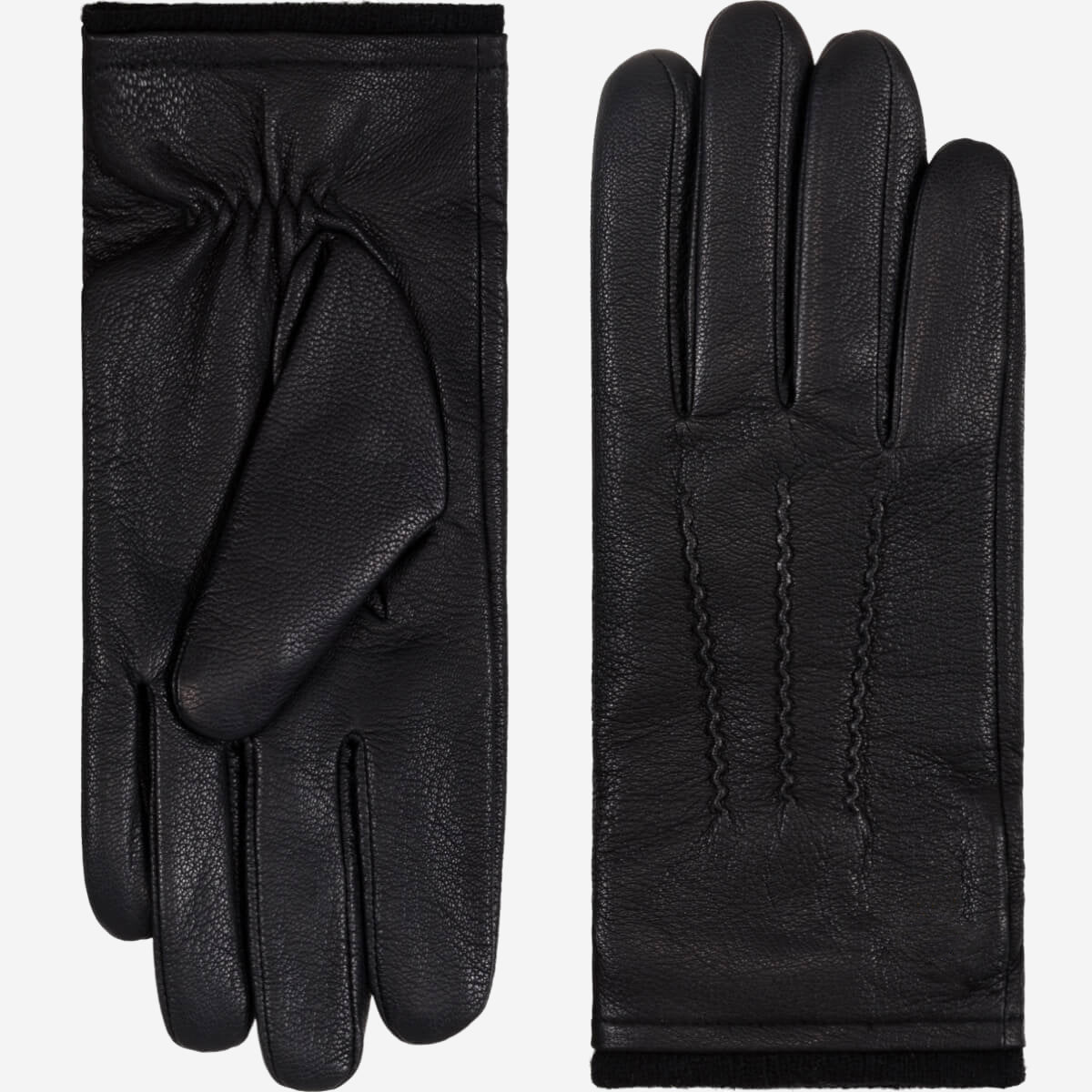 Daniel (black) – Goatskin leather gloves with warm wool lining and touchscreen function - Glamourous Grace
