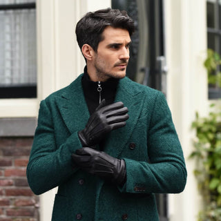 Daniel (black) – Goatskin leather gloves with warm wool lining and touchscreen function - Glamourous Grace
