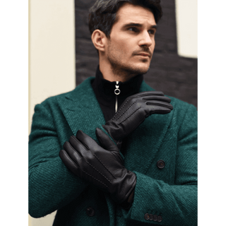 Daniel (black) – Goatskin leather gloves with warm wool lining and touchscreen function - Glamourous Grace