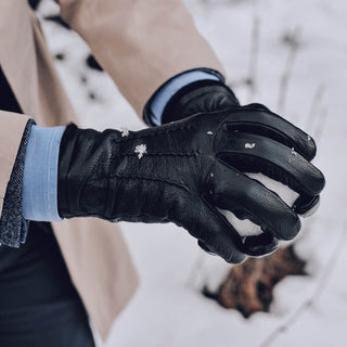 Daniel (black) – Goatskin leather gloves with warm wool lining and touchscreen function - Glamourous Grace