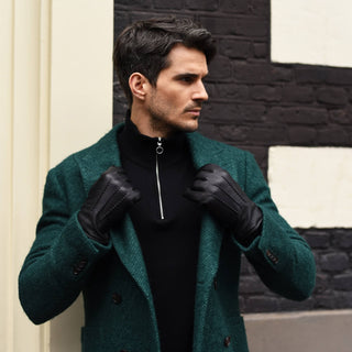 Daniel (black) – Goatskin leather gloves with warm wool lining and touchscreen function - Glamourous Grace