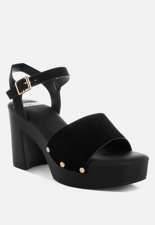 Daniela Genuine Suede Leather High Block Sandals