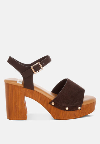 Daniela Genuine Suede Leather High Block Sandals
