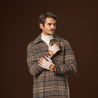 Dario (cognac) - Hand-sewn Italian crochet driving gloves from lambskin leather - Glamourous Grace