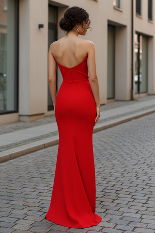 Daris Gown - Red - Cat-Eye Scoop Neckline Dress - Glamourous Grace