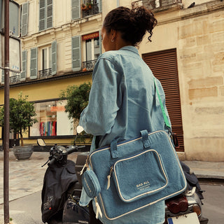 Laptop Case 13", Handle & Charger Pocket – Denim - Glamourous Grace