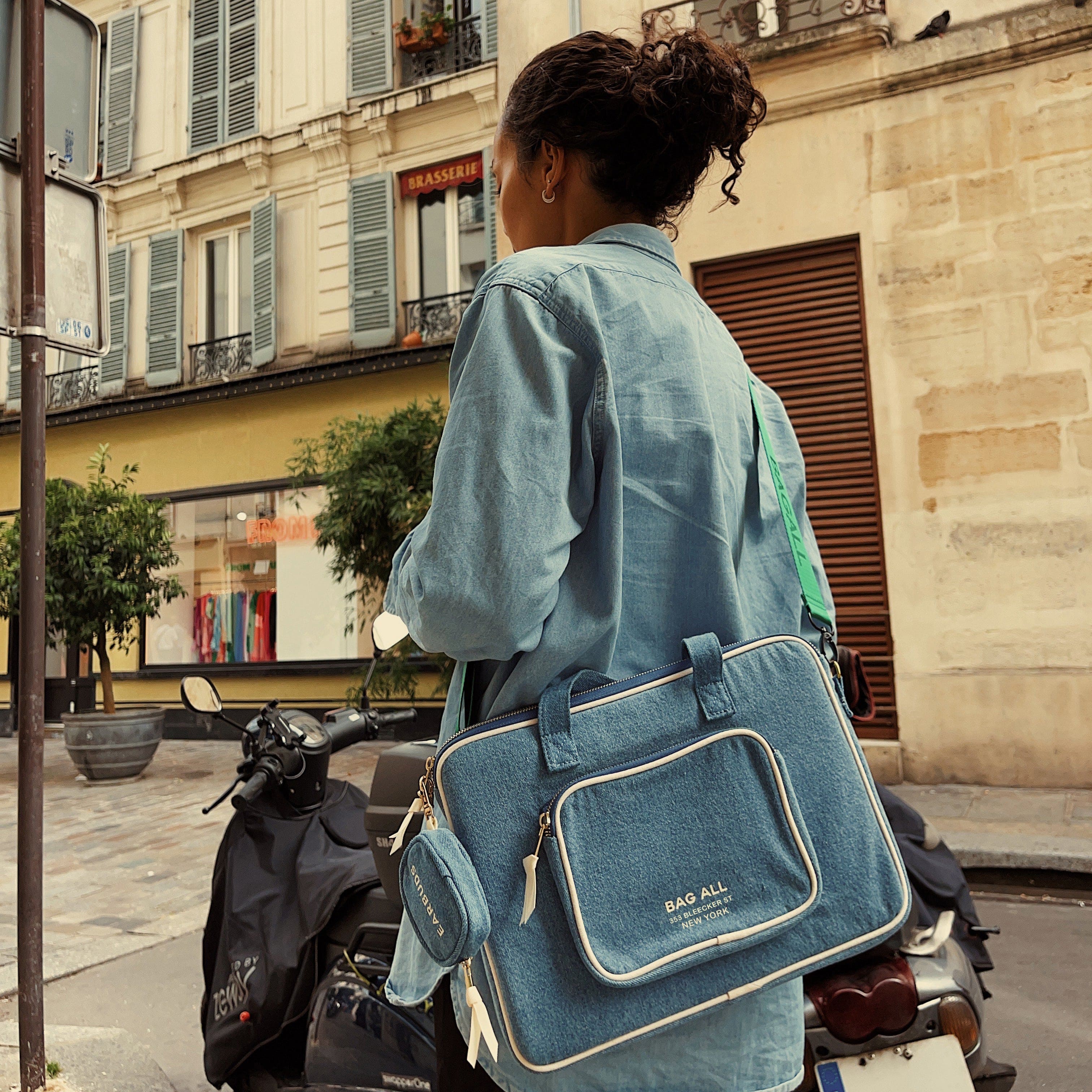 Laptop Case 13", Handle & Charger Pocket – Denim - Glamourous Grace