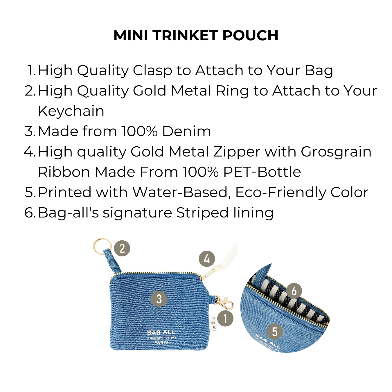 Mini Trinket Pouch – Denim - Glamourous Grace