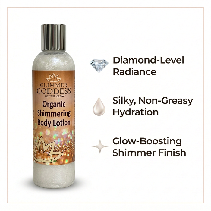 Organic Diamond Shimmer Body Lotion – Buildable Luminous Glow - Glamourous Grace