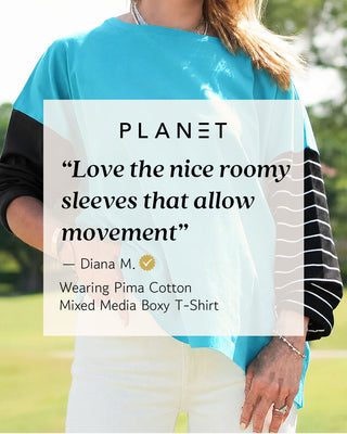 Pima Cotton Mixed Media Boxy T-Shirt - Capri