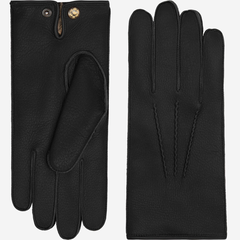 Diego (black) - Italian gloves made of American deerskin leather with rabbit fur lining - Glamourous Grace